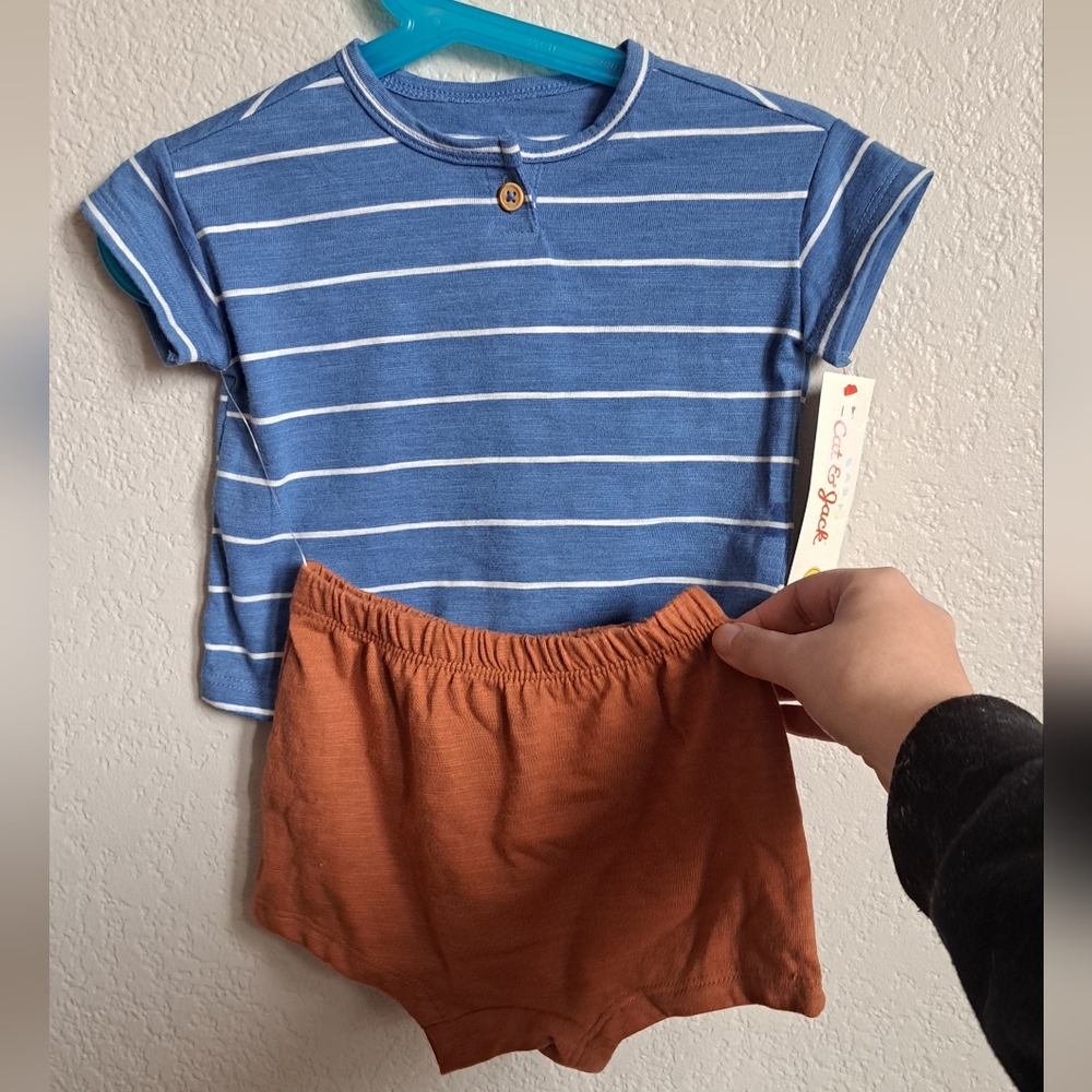 Cat & Jack Boys Blue And Brown Matching Set Size 3-6 Months NWT